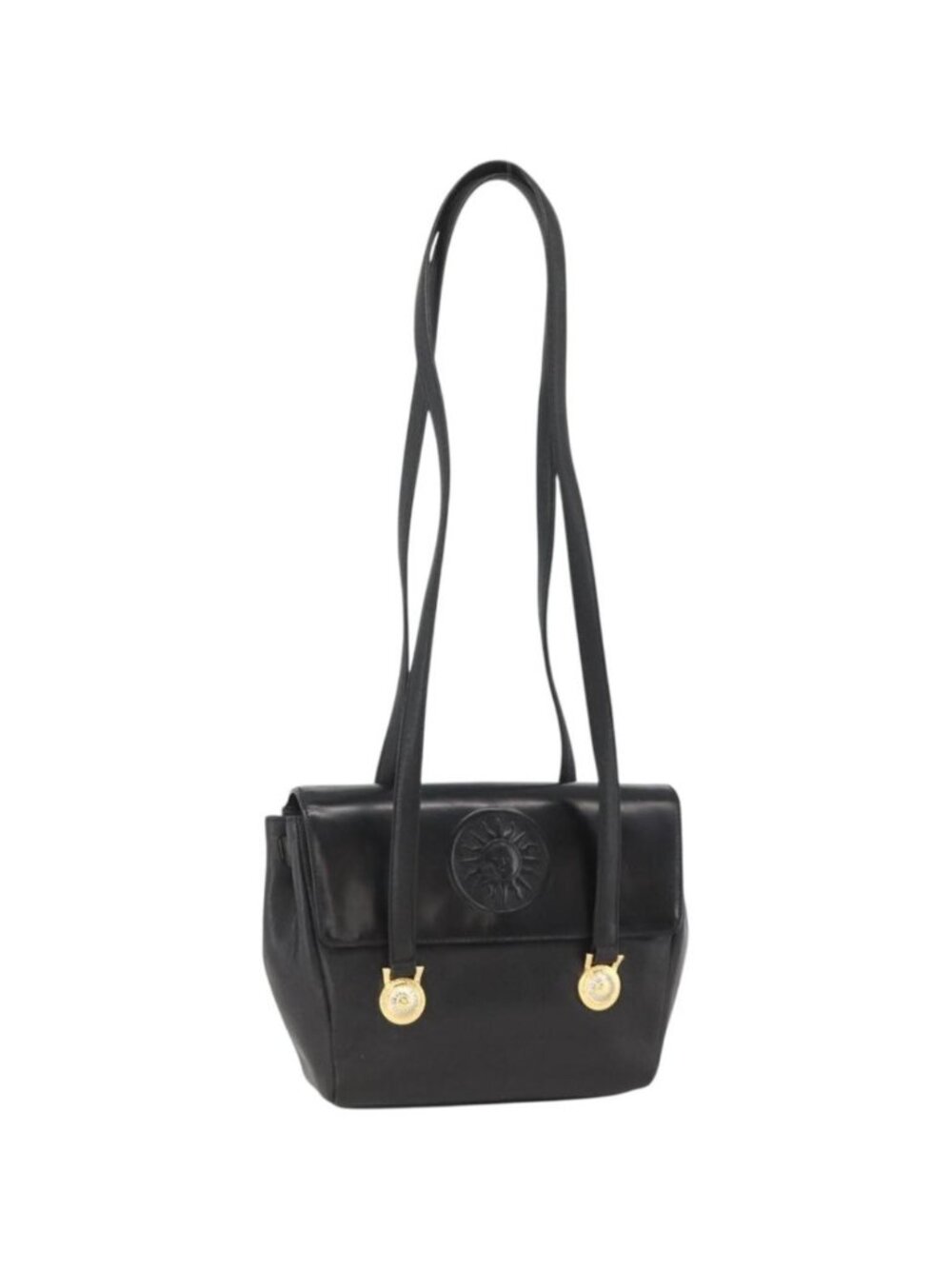 Gianni Versace Shoulder Bag Embossed leather Black Gold